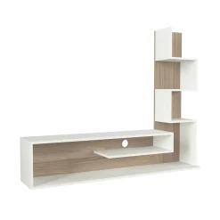 Parete attrezzata Armeno, 30x22 h121 cm, Bianco e Rosso<Dmora New