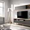 Parete attrezzata Arusha, 180x41h180 cm, Antracite e Rovere Nodi<Dmora Cheap
