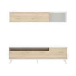 Parete attrezzata Arusha, 180x41 h180 cm, Bianco e Rovere<Dmora Flash Sale
