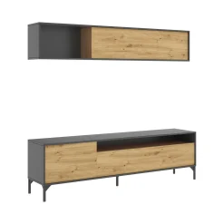 Parete attrezzata Arusha, 180x41h180 cm, Rovere Nodi e Antracite<Dmora Cheap