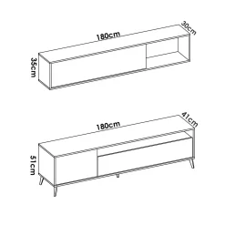Parete attrezzata Arusha, 180x41h180 cm, Antracite e Rovere Nodi<Dmora Cheap