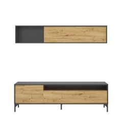 Parete attrezzata Arusha, 180x41h180 cm, Rovere Nodi e Antracite<Dmora Cheap