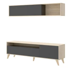 Parete attrezzata Arusha, 180x41h180 cm, Antracite e Rovere Nodi<Dmora Cheap