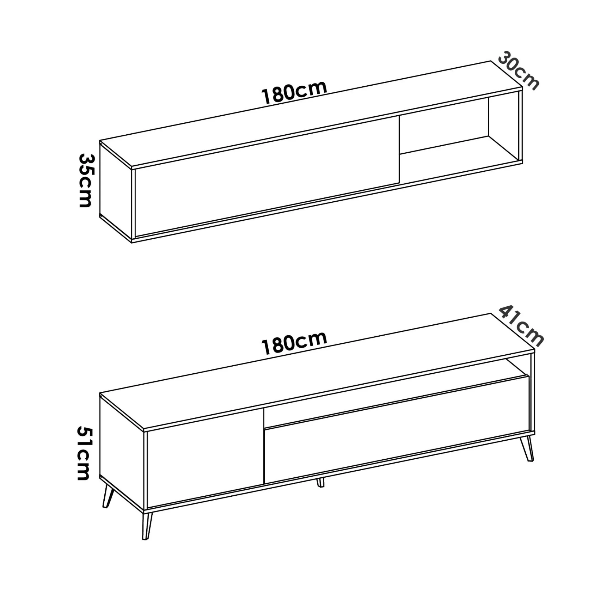 Parete attrezzata Arusha, 180x41h180 cm, Rovere Nodi e Antracite<Dmora Cheap