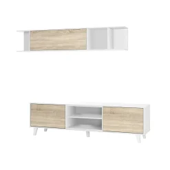 Parete attrezzata Aslan, 180x41h51 cm, Bianco e Rovere<Dmora Best Sale