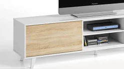 Parete attrezzata Aslan, 180x41h51 cm, Bianco e Rovere<Dmora Best Sale
