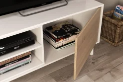 Parete attrezzata Aslan, 180x41h51 cm, Bianco e Rovere<Dmora Best Sale
