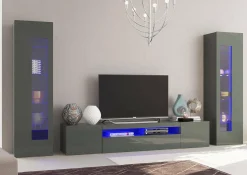 Parete attrezzata Aslhey, cm 290x40h162,<Dmora Cheap