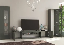 Parete attrezzata Aslhey, cm 290x40h162,<Dmora Cheap