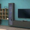 Parete attrezzata Atella, cm 350x30h180, Antracite e Acero<Dmora Cheap