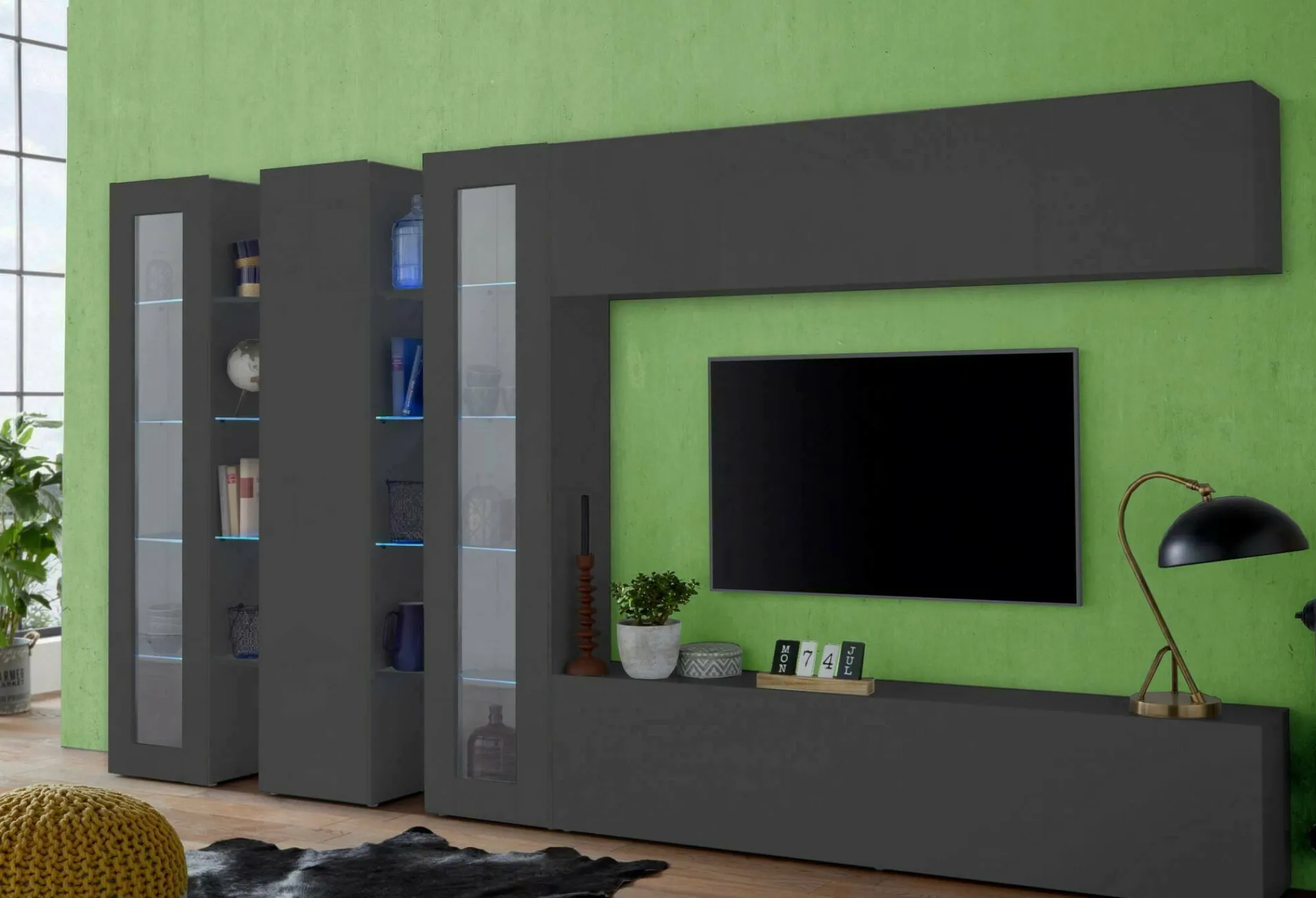 Parete attrezzata Atta, cm 340x30h180,<Dmora Best Sale