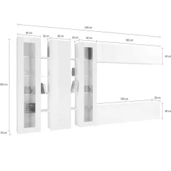 Parete attrezzata Atta, cm 340x30h180,<Dmora Best Sale