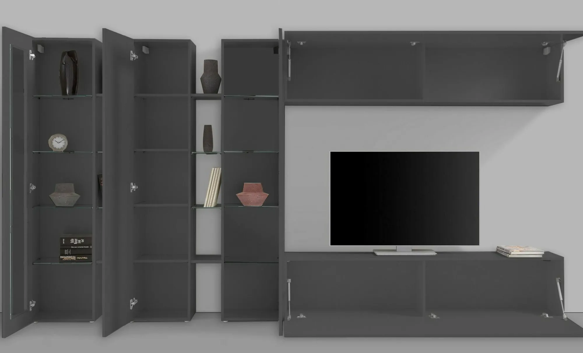 Parete attrezzata Atta, cm 340x30h180,<Dmora Best Sale
