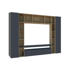Parete attrezzata Austis, cm 270x35h210, Antracite e Rovere<Dmora Online