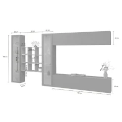 Parete attrezzata Avella, cm 350x30h180,<Dmora Discount