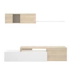 Parete attrezzata Axayazala, 201x41h180 cm, Bianco e Rovere<Dmora Sale