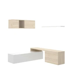 Parete attrezzata Axayazala, 201x41h180 cm, Bianco e Rovere<Dmora Sale