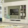 Parete attrezzata Azuro, cm 290x40h192, Bianco lucido e Cemento<Dmora Fashion