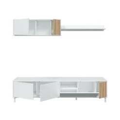 Parete attrezzata Banari, 200x40h47 cm, Bianco e Rovere<Dmora Flash Sale