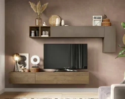 Parete attrezzata Barumini, 276x30 h180 cm, Bronzo e Noce<Dmora Best