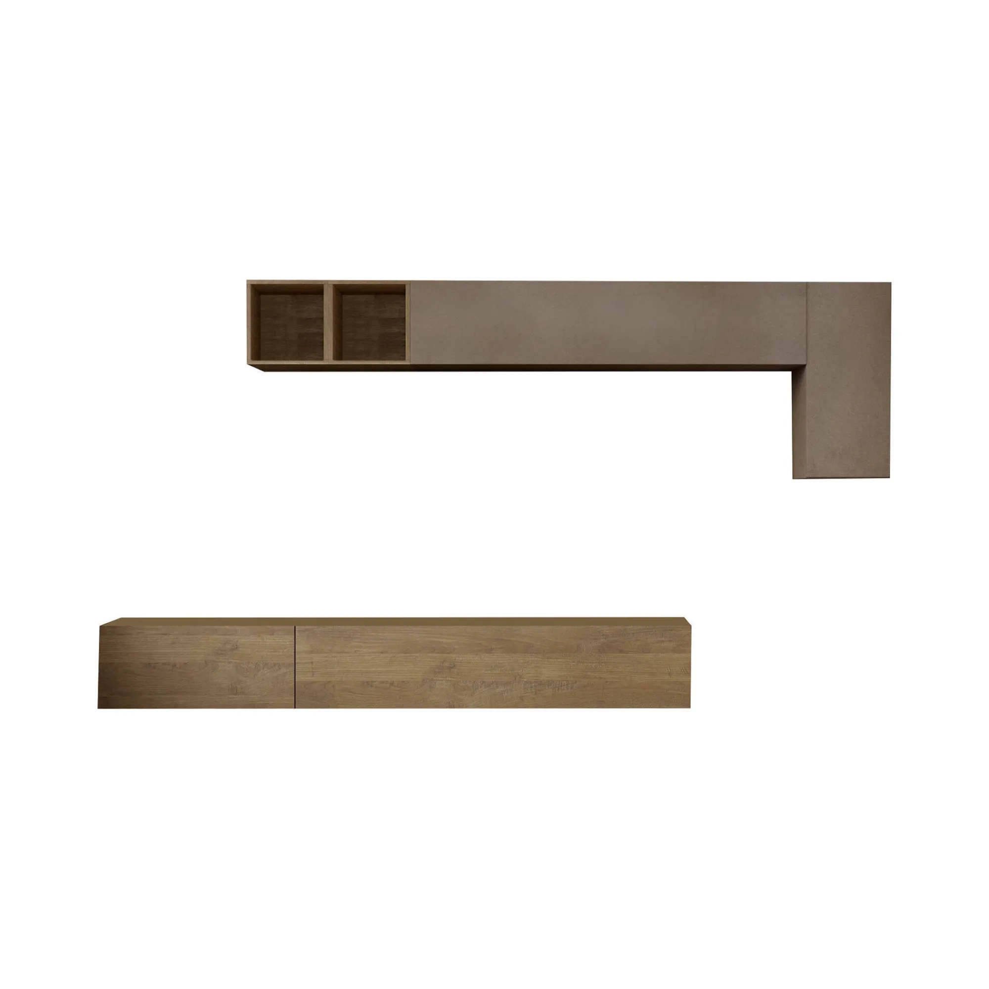Parete attrezzata Barumini, 276x30 h180 cm, Bronzo e Noce<Dmora Best