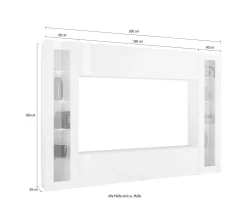 Parete attrezzata Bellizzi, cm 260x30h180,<Dmora Fashion
