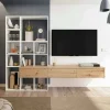 Parete attrezzata Bellusco, 226x28h173 cm, Bianco e Rovere Nodi<Dmora Best Sale