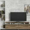 Parete attrezzata Biskek, 160x30 h167 cm, Bianco e Noce<Dmora Clearance