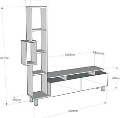 Parete attrezzata Biskek, 160x30 h167 cm, Bianco e Noce<Dmora Clearance