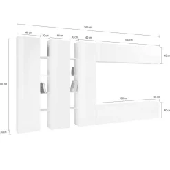 Parete attrezzata Carretto, cm 340x30h180,<Dmora Clearance