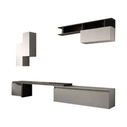 Parete attrezzata Chris, 290x40 h210 cm, Ardesia e Grigio<Dmora Shop