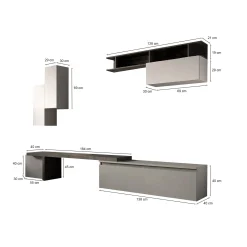 Parete attrezzata Chris, 290x40 h210 cm, Ardesia e Grigio<Dmora Shop