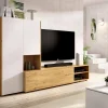 Parete attrezzata Daaquis, 227x40h141 cm, Rovere Nodi e Bianco<Dmora Shop