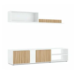 Parete attrezzata Daasmundse, 180x33h40 cm, Bianco e Rovere<Dmora Outlet