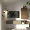 Parete attrezzata Dabbe, 194x30 h160 cm, Noce e Grigio<Dmora Fashion