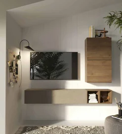 Parete attrezzata Dabbe, 194x30 h160 cm, Noce e Grigio<Dmora Fashion