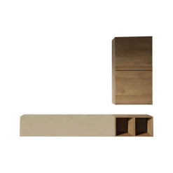 Parete attrezzata Dabbe, 194x30 h160 cm, Noce e Grigio<Dmora Fashion