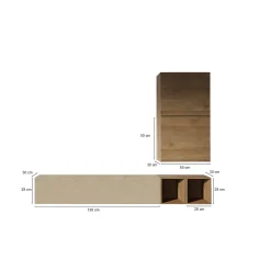Parete attrezzata Dabbe, 194x30 h160 cm, Noce e Grigio<Dmora Fashion