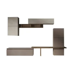 Parete attrezzata Dabdell, 290x40 h195 cm, Bronzo e Grigio<Dmora Store