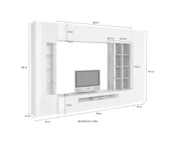 Parete attrezzata Dberard, cm 290x40h191, Ardesia e Acero<Dmora Hot