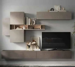 Parete attrezzata Dcost, 276x30 h210 cm, Bronzo e Grigio<Dmora Best