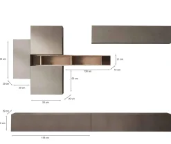 Parete attrezzata Dcost, 276x30 h210 cm, Bronzo e Grigio<Dmora Best