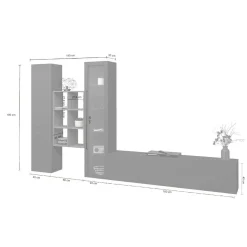 Parete attrezzata Dcragn, cm 320x30h180,<Dmora Outlet