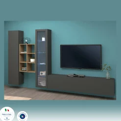 Parete attrezzata Dcragn, cm 320x30h180,<Dmora Outlet