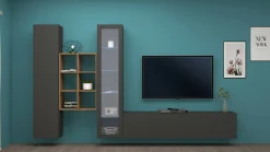Parete attrezzata Dcragn, cm 320x30h180,<Dmora Outlet