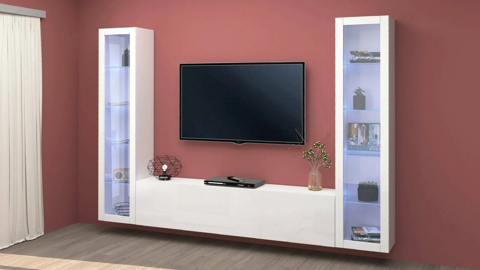 Parete attrezzata Dduc, cm 260x30h180,<Dmora Cheap