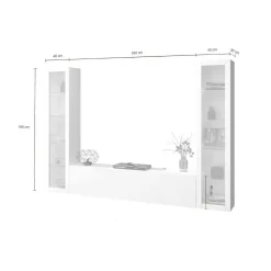 Parete attrezzata Dduc, cm 260x30h180,<Dmora Cheap