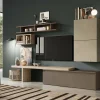 Parete attrezzata Deaso, 260x40 h190 cm, Noce e Grigio<Dmora Store
