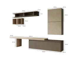 Parete attrezzata Deaso, 260x40 h190 cm, Noce e Grigio<Dmora Store