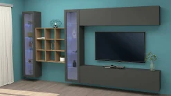 Parete attrezzata Dfancon, cm 350x30h180,<Dmora Best Sale